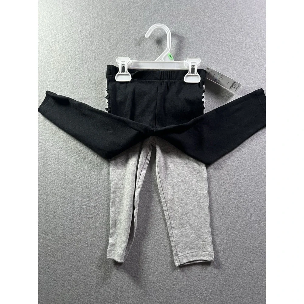 Carters 18 Months Baby Toddler Girl 2-Pk Ruffle-Detail Cotton Pants Grey & Black